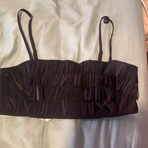 J. Crew Collection Black Sequin-Trim Bra Top